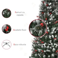 HOMCOM Brad de Craciun cu fructe si conuri de brad, baza detasabila Φ70x180cm(m-7)