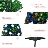 HOMCOM Brad de Crăciun 90cm cu 90 Ramuri din PVC cu Fibră Optică și 12 becuri LED(m-7)