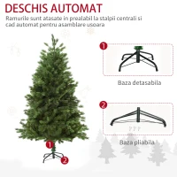 HOMCOM 150cm brad de Craciun, pin artificial cu 440 ramuri, baza rabatabila detasabila(m-7)