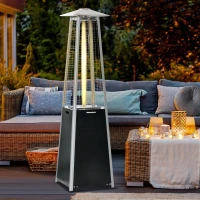 Outsunny 11.2KW Outdoor Patio Gas Heater Freestanding Pyramid Propane Heater Garden Tower Heater with Wheels, Dust Cover, Regulator and Hose, Black, 50 x 50 x 190cm(m-2)