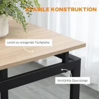 HOMCOM Bartisch, Barhocker, 5-teiliges Set, Industrial Design, Stahlrahmen, Eiche+schwarz, 120 x 60 x 90cm(m-5)