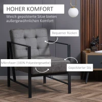 HOMCOM Sessel, Stuhl, modernes Design, Knopfverzierung, Stahlrahmen, dicke Polsterung, dunkelgrau, 62 x 77 x 84cm(m-5)
