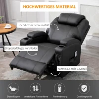 HOMCOM elektrischer Massagesessel Relaxsessel Fernsehsessel Massagefunktion Liegefunktion Kunstleder Holz Metall Schaumstoff Schwarz 82 x 97 x 110 cm(m-5)