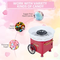 HOMCOM Electric Candy Floss Machine, 450W-Red(m-5)