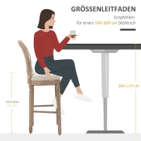 HOMCOM Barhocker in Vintage-Design, mit Fußstütze und Nivilierfüßen, 50 cm x 54 cm x 119 cm, Braun + Cremeweiß(m-6)