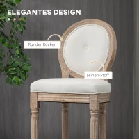 HOMCOM Barhocker in Vintage-Design, mit Fußstütze und Nivilierfüßen, 50 cm x 54 cm x 119 cm, Braun + Cremeweiß(m-4)