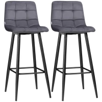 HOMCOM 2 szt. hokery barowe z podnóżkiem w stylu retro 42 cm x 47 cm x 105 cm Szary(m-1)