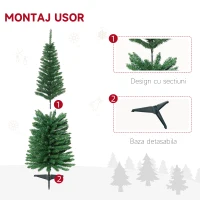 HOMCOM 150cm Brad de Craciun Pin Artificial cu Ramuri 294 Baza Pliabila Detasabila(m-7)