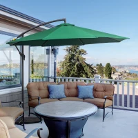 Outsunny Umbrela laterala din metal, verde, 3m(m-2)