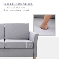 HOMCOM Loveseat Armchair, Grey, Linen Upholstery, Modern Style,  w/Armrest(m-4)