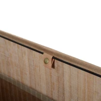 HOMCOM Cos de rufe din bambus cu capac si captuseala detasabila, natural, 52x32x63cm(m-10)