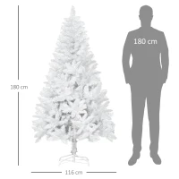 HOMCOM Albero di Natale Bianco con 550 Rami in PVC per Uso Interno, Ø102  x 180cm(m-3)