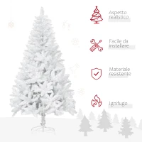 HOMCOM Albero di Natale Bianco con 550 Rami in PVC per Uso Interno, Ø102  x 180cm(m-4)