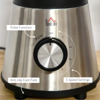 HOMCOM Blender Smoothie Maker, 900W Countertop Blender with 5 Speed Setting, Pulse Function, 1.5L Mix Cup, Portable Cup and Grinder for Ice, Fruit, Vegetable and Nut(m-6)