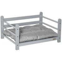 PawHut Raised Pet Bed for Small Dogs w/ Washable Cushion, Grey(m-1)