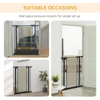 PawHut Pressure Fit Safety Gate for Doorways and Staircases, Dog Gate with Auto Closing Door, Double Locking, Acrylic Panel, 76-82 cm - Black(m-7)