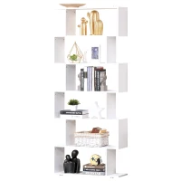HOMCOM Libreria di Design Mobili Ufficio Scaffale in Legno 80x24x191cm Bianco(m-10)