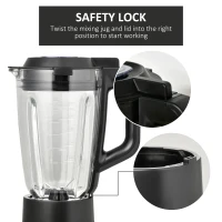 HOMCOM Blender Smoothie Maker, 900W Countertop Blender with 5 Speed Setting, Pulse Function, 1.5L Mix Cup, Portable Cup and Grinder for Ice, Fruit, Vegetable and Nut(m-7)