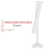HOMCOM Armadio Portagioie Portagioielli con Specchio Regolabile e Illuminazione LED, Legno, Bianco, 30x146x36 cm(m-5)