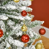 HOMCOM 5 Ft Snow Flocked Artificial Christmas Tree Xmas Pine Tree with Realistic Branches, Auto Open and Steel Base, Green(m-10)