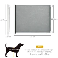 PawHut Retractable Safety Gate, Dog Pet Barrier, Folding Protector, for Home, Doorway, Stairs, 82.5H x 115Lcm - Grey(m-3)
