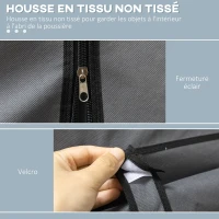 HOMCOM Armoire penderie multi-rangement - 8 étagères, 2 barres - non tissé gris(m-5)