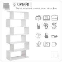 HOMCOM Libreria di Design Mobili Ufficio Scaffale in Legno 80x24x191cm Bianco(m-6)