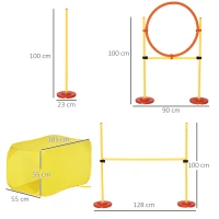 PawHut Dogs 4-Obstacle ABS Agility Training Set Yellow/Red(m-3)