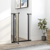 PawHut Pressure Fit Safety Gate for Doorways and Staircases, Dog Gate with Auto Closing Door, Double Locking, Acrylic Panel, 76-82 cm - Black(m-13)