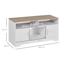 HOMCOM Móvel de TV para Sala de Estar com Espaço de Arrumação Prateleiras Abertas Orifício Passa Cabos 105x40x52 cm Branco e Madeira(m-3)