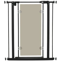 PawHut Pressure Fit Safety Gate for Doorways and Staircases, Dog Gate with Auto Closing Door, Double Locking, Acrylic Panel, 76-82 cm - Black(m-1)