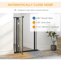PawHut Pressure Fit Safety Gate for Doorways and Staircases, Dog Gate with Auto Closing Door, Double Locking, Acrylic Panel, 76-82 cm - Black(m-5)