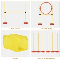 PawHut Dogs 4-Obstacle ABS Agility Training Set Yellow/Red(m-4)