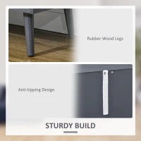 HOMCOM Modern Sideboard, Storage Cabinet with Glass Door Cupboard, 2 Drawers, Bedside Table for Bedroom, Living Room, Grey(m-7)