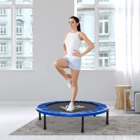 HOMCOM Cama Elástica Fitness Ø100 cm Trampolín de Acero con 36 Resortes con Protector de Borde Incluido para Entrenamiento Interior Carga Máx. 100 kg Negro y Azul(m-2)