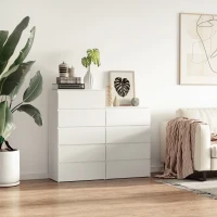 HOMCOM Chest of Drawers, 5 Drawers Storage Cabinet Floor Tower Cupboard for Bedroom Living Room, White(m-12)