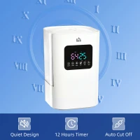 HOMCOM 6L Warm Cool Mist Humidifiers for Bedroom, Up to 13H for 40 ㎡, Quiet Air Humidifiers with Remote, LED Display, Auto Mode, White(m-8)