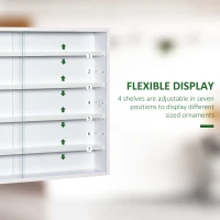 HOMCOM 5-Tier Wall Display Shelf Unit Cabinet w/ 4 Adjustable Shelves Glass Doors Home Office Ornaments 60x80cm White(m-4)