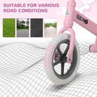 HOMCOM 12" Kids Balance Bike No Pedal Bicycle EVA Tire Adjustable Seat Toddler Training Bike W/ Shock Absorber 2 - 5 Years Gift for Boys Girls Pink(m-8)