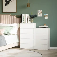 HOMCOM Chest of Drawers, 5 Drawers Storage Cabinet Floor Tower Cupboard for Bedroom Living Room, White(m-11)