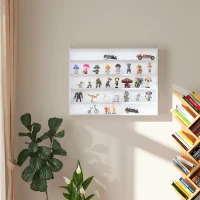 HOMCOM 5-Tier Wall Display Shelf Unit Cabinet w/ 4 Adjustable Shelves Glass Doors Home Office Ornaments 60x80cm White(m-10)