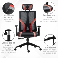 Vinsetto Fauteuil de bureau style gaming pivotant dossier hauteur réglable 67 x 62 x 122-130 cm noir et rouge(m-8)