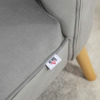 HOMCOM Scaun modern de accent capitonat, fotoliu de catifea pentru dormitor cu picioare din lemn, gri(m-9)