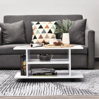 HOMCOM Modern TV Cabinet Stand Storage Shelves Table Mobile Bedroom Furniture Bookshelf Bookcase White(m-10)