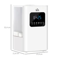 HOMCOM 6L Warm Cool Mist Humidifiers for Bedroom, Up to 13H for 40 ㎡, Quiet Air Humidifiers with Remote, LED Display, Auto Mode, White(m-3)