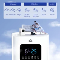 HOMCOM 6L Warm Cool Mist Humidifiers for Bedroom, Up to 13H for 40 ㎡, Quiet Air Humidifiers with Remote, LED Display, Auto Mode, White(m-5)