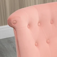 HOMCOM Scaun modern de accent capitonat, fotoliu de catifea pentru dormitor cu picioare din lemn, roz(m-7)