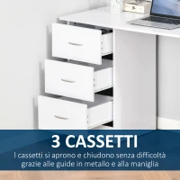 HOMCOM Scrivania Porta PC con 3 Cassetti e 3 Ripiani, Scrivania per Camera e Ufficio in Legno 120x49x72cm Bianco(m-7)
