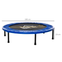 HOMCOM Cama Elástica Fitness Ø100 cm Trampolín de Acero con 36 Resortes con Protector de Borde Incluido para Entrenamiento Interior Carga Máx. 100 kg Negro y Azul(m-3)