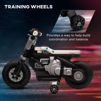 HOMCOM Motocicleta electrica cu roti de antrenament, jucarie in aer liber pentru 3-5 ani - alb(m-5)